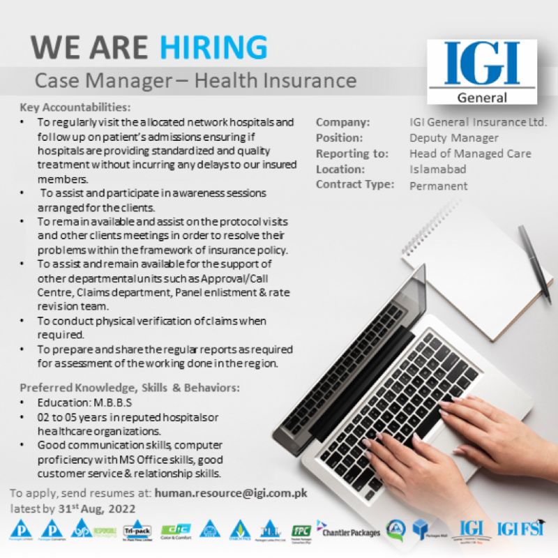 Deputy Manager - Case Manager - Health Insurance – IGI – Packages Group