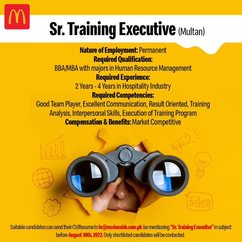 Sr. Training Executive - McDonald’s Pakistan