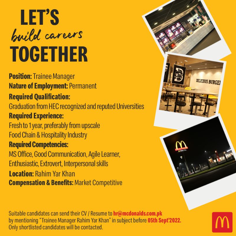 Trainee Manager – McDonald’s Pakistan Daily 